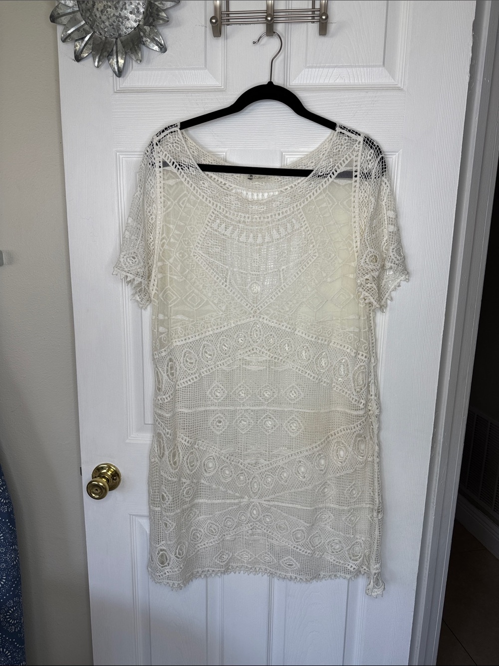 Cupshe Ivory Crochet Lace Tunic Cover-Up. Sz L. Very Flattering.